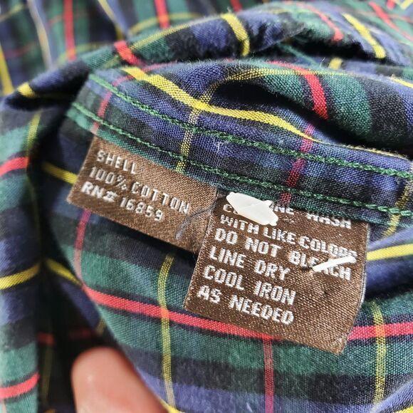 XL J. Mclaughlin Men's Button Up Shirt Plaid Blue Green Yellow Red Contrast Cuff - Picture 5 of 10